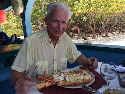The incredibly delicious Anegada spiny lobster. Big Bamboo Beach Bar & Restaurant, Jack Bay Point