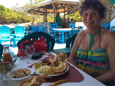 The incredibly delicious Anegada spiny lobster. Big Bamboo Beach Bar & Restaurant, Jack Bay Point