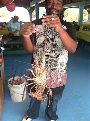The incredibly delicious Anegada spiny lobster. Big Bamboo Beach Bar & Restaurant, Jack Bay Point