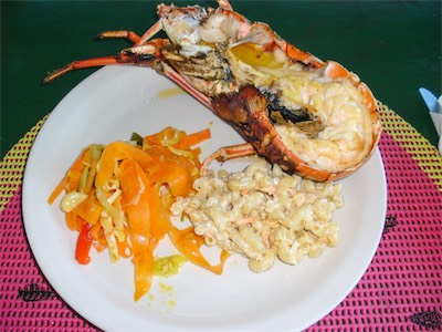 The incredibly delicious Anegada spiny lobster. Big Bamboo Beach Bar & Restaurant, Jack Bay Point