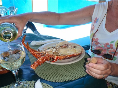 The incredibly delicious Anegada spiny lobster. Big Bamboo Beach Bar & Restaurant, Jack Bay Point