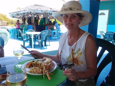The incredibly delicious Anegada spiny lobster. Big Bamboo Beach Bar & Restaurant, Jack Bay Point