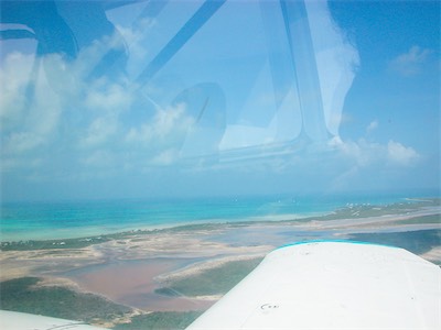 On the far left, The Settlement, then Red Pond, Flamingo Pond and, on the horizon, The Setting Point on Anegada