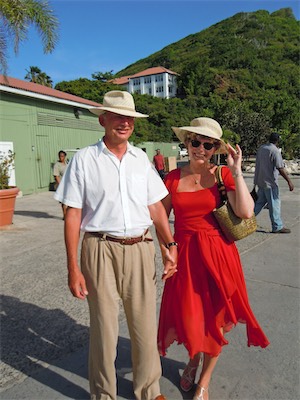 Before we board the Peter Island Yacht, a photographer insists on taking a photo of the two of us