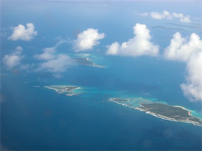 Cayo Obispo, Cayo Lobos and in the distance Isla Palominos, Puerto Rico
