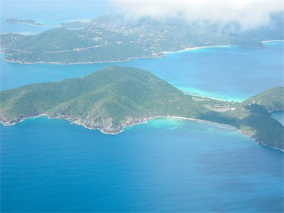 White Bay Beach, Guana Island, in the distance Tortola, British Virgin Islands