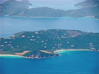 Belmont Pond, Smuggler's Cove, Frenchmans Cay, Tortola and in the distance Saint John - Hurricane Hole, USVI