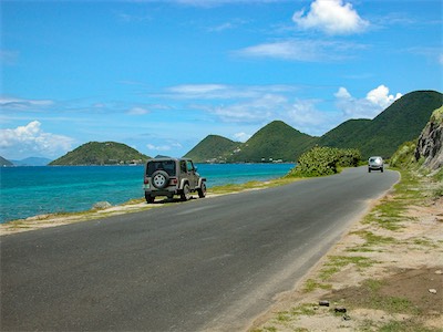 Our car on Tortola, Sir Francis Drake Highway