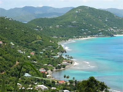 Apple Bay, Cappoons Bay, Zion Hill, Tortola BVI and in the distance St John in the US Virgin Islands